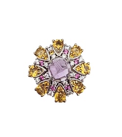 KRH Amethyst Sterling Silver Cocktail Ring Size 7.75 9.5 G