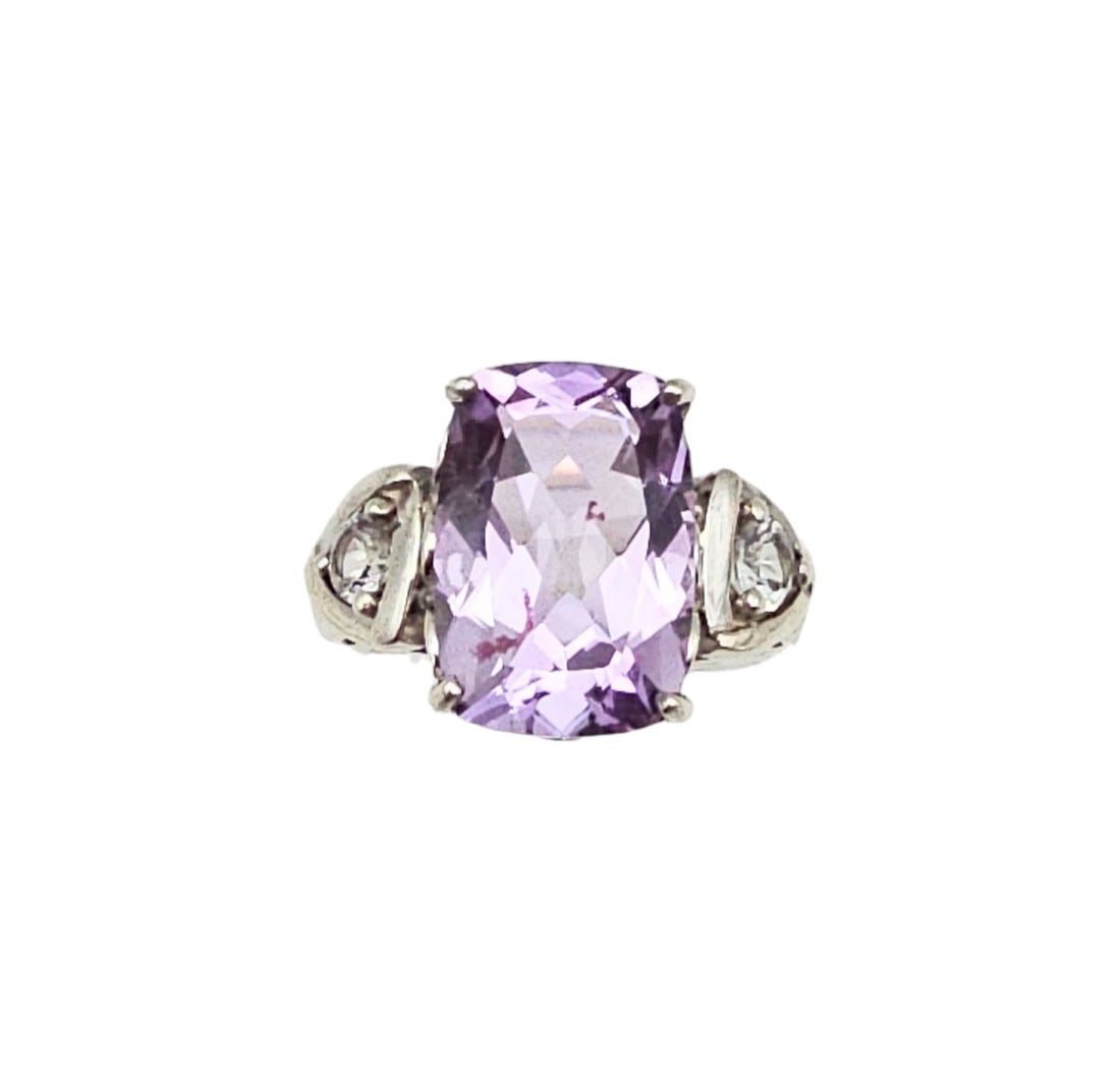 Signed Amethyst Sterling Silver Cocktail Ring Size 5.5 6.6 G (1 of 4)