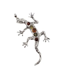 Amber Sterling Silver Lizard Pendant 4 G