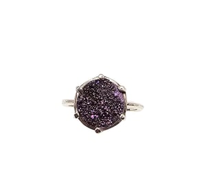 STS Druzy Sterling Silver Cocktail Ring Size 6 2.5 G