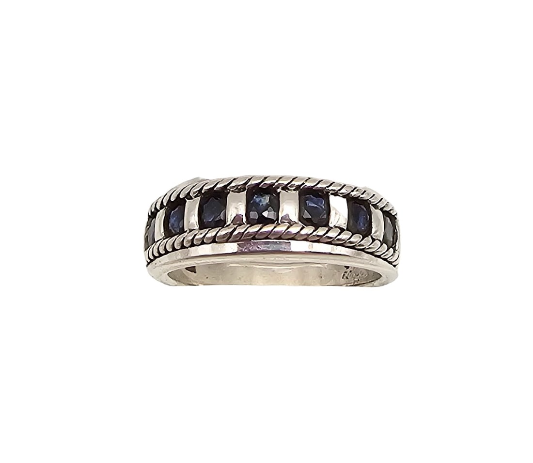 Sapphire Sterling Silver Cocktail Ring Size 6.75 4.1 G (1 of 4)