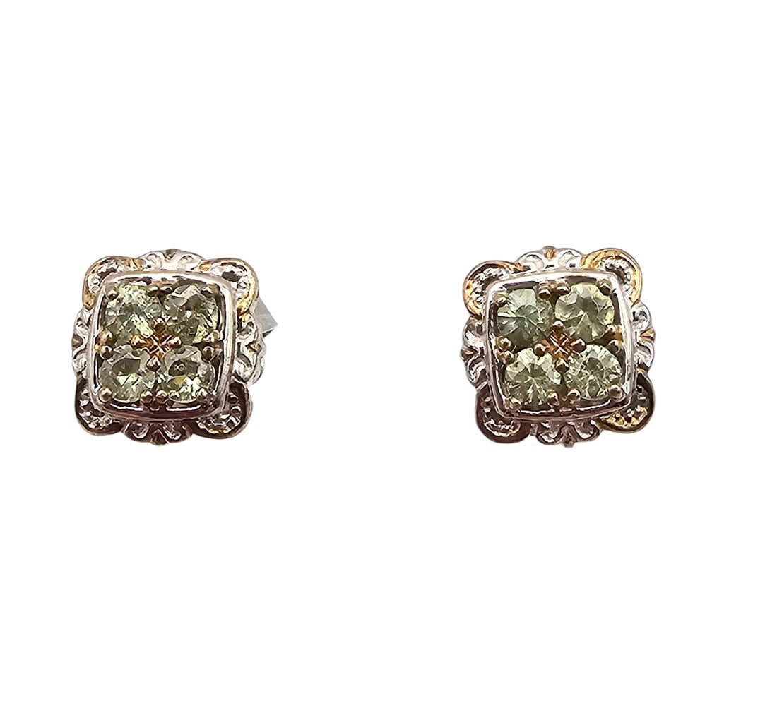 HN Peridot Sterling Silver Earrings 4.3 G: HN Peridot Sterling Silver Earrings 4.3 G