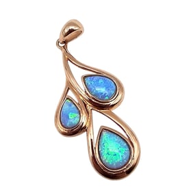M BBJ Opal Rose Gold Over Sterling Silver Pendant 3.8 G