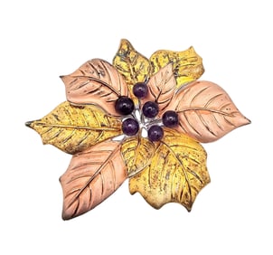 Ross Simons Amethyst Sterling Silver Tri-color Flower Brooch 35.4 G