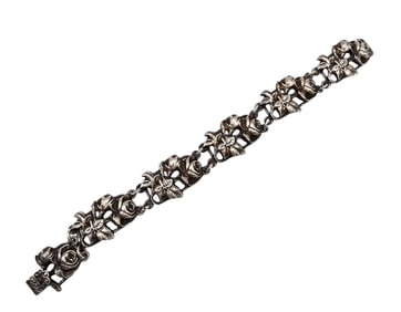 Salamone Sterling Silver Rose Link Bracelet 40 G
