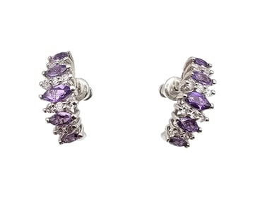 IWH Amethyst Sterling Silver Earrings 3.9 G
