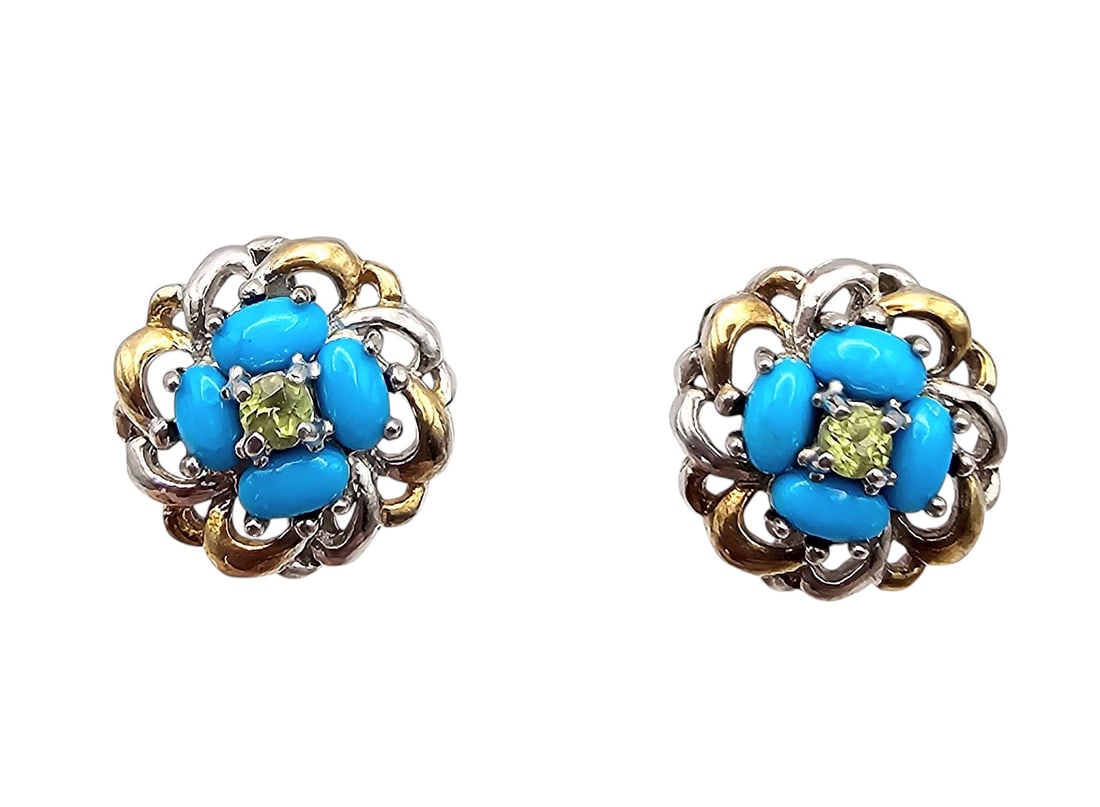 NF Citrine Turquoise Sterling Silver Earrings 4.9 G: NF Citrine Turquoise Sterling Silver Earrings 4.9 g