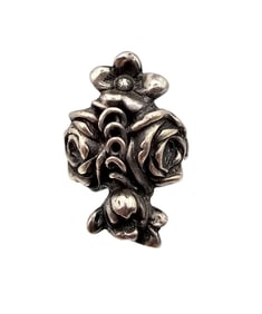Salamone Sterling Silver Rose Ring Size 7.75 11 G