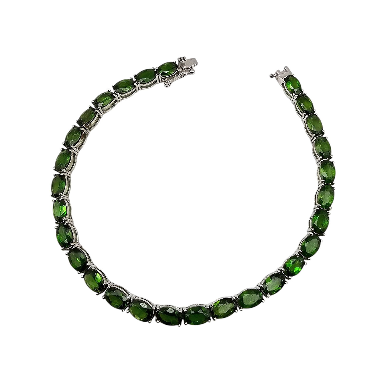 RTJ Nephrite Sterling Silver Tennis Bracelet 10.7 G: RTJ Nephrite Sterling Silver Tennis Bracelet 10.7 G