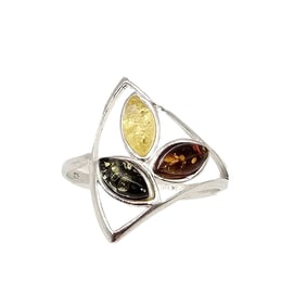 Amber Sterling Silver Ring Size 11.75 2.6 G