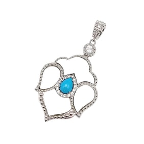 UTC Rhinestone Sterling Silver Flower Pendant 15.5 G