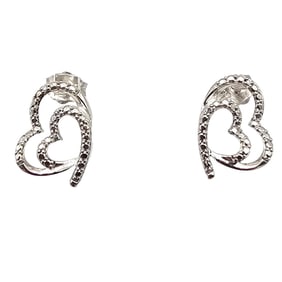 New Zales Diamond Sterling Silver Butterfly Earrings 2.2 G