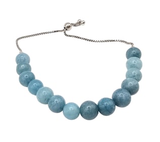 Blue Aventurine Sterling Silver Bolo Bracelet 13.2 G