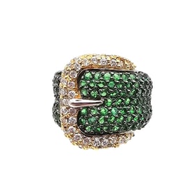 CWE Cubic Zirconia Sterling Silver Belt Buckle Ring Size 5.25 9 G