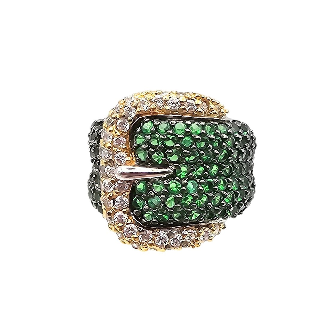 CWE Cubic Zirconia Sterling Silver Belt Buckle Ring Size 5.25 9 G (1 of 4)