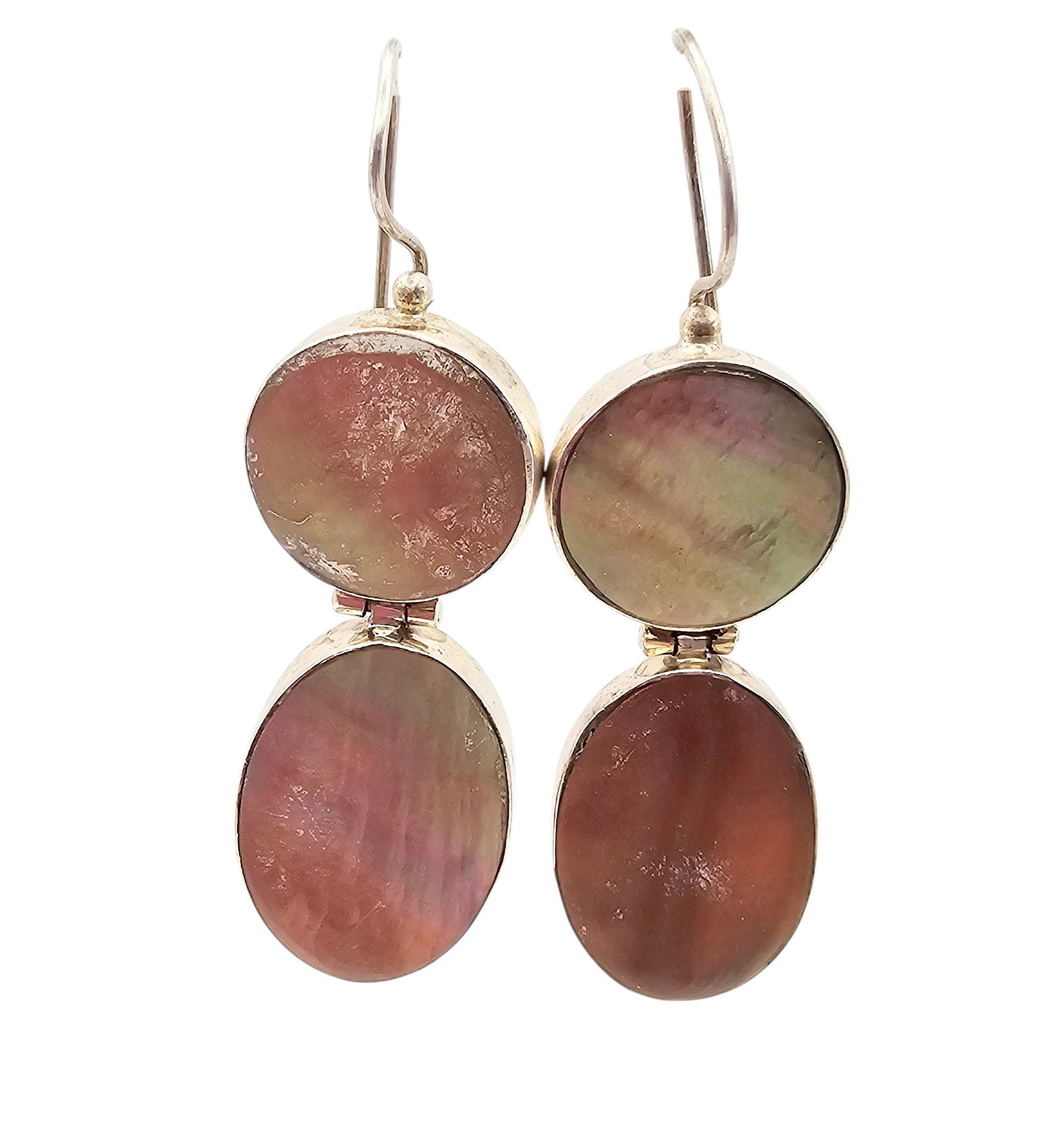 Abalone Sterling Silver Hinge Dangle Earrings 6.4 G (1 of 4)