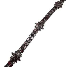 Garnet Sterling Silver Tennis Bracelet 23.9 G