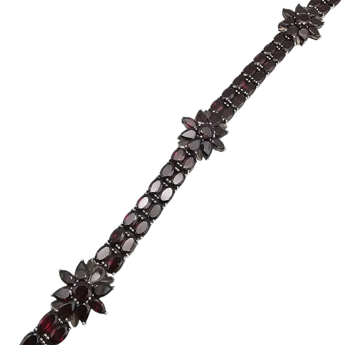Garnet Sterling Silver Tennis Bracelet 23.9 G (1 of 4)