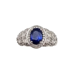 STS Sapphire Sterling Silver Cocktail Ring Size 9.5 5 G