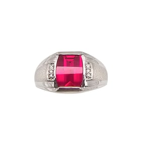 CI Ruby Sterling Silver Cocktail Ring Size 9.5 6.5 G