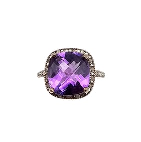 BBJ Amethyst Gold Over Sterling Silver Cocktail Ring Size 6.5 5.3 G