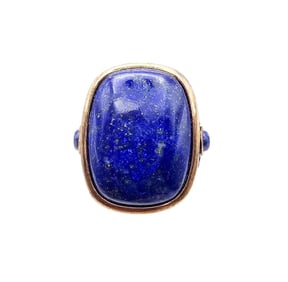BBJ Lapis Gold Over Sterling Silver Ring Size 4.5 10 G