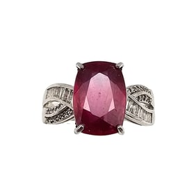 STS Ruby White Sapphire Sterling Silver Cocktail Ring Size 11 7.2 G