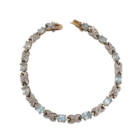 CI Topaz Diamond Gold Over Sterling Silver Tennis Bracelet 11.5 G