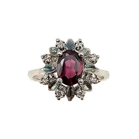 Pink Tourmaline Sterling Silver Cocktail Ring Size 7.5 3.4 G
