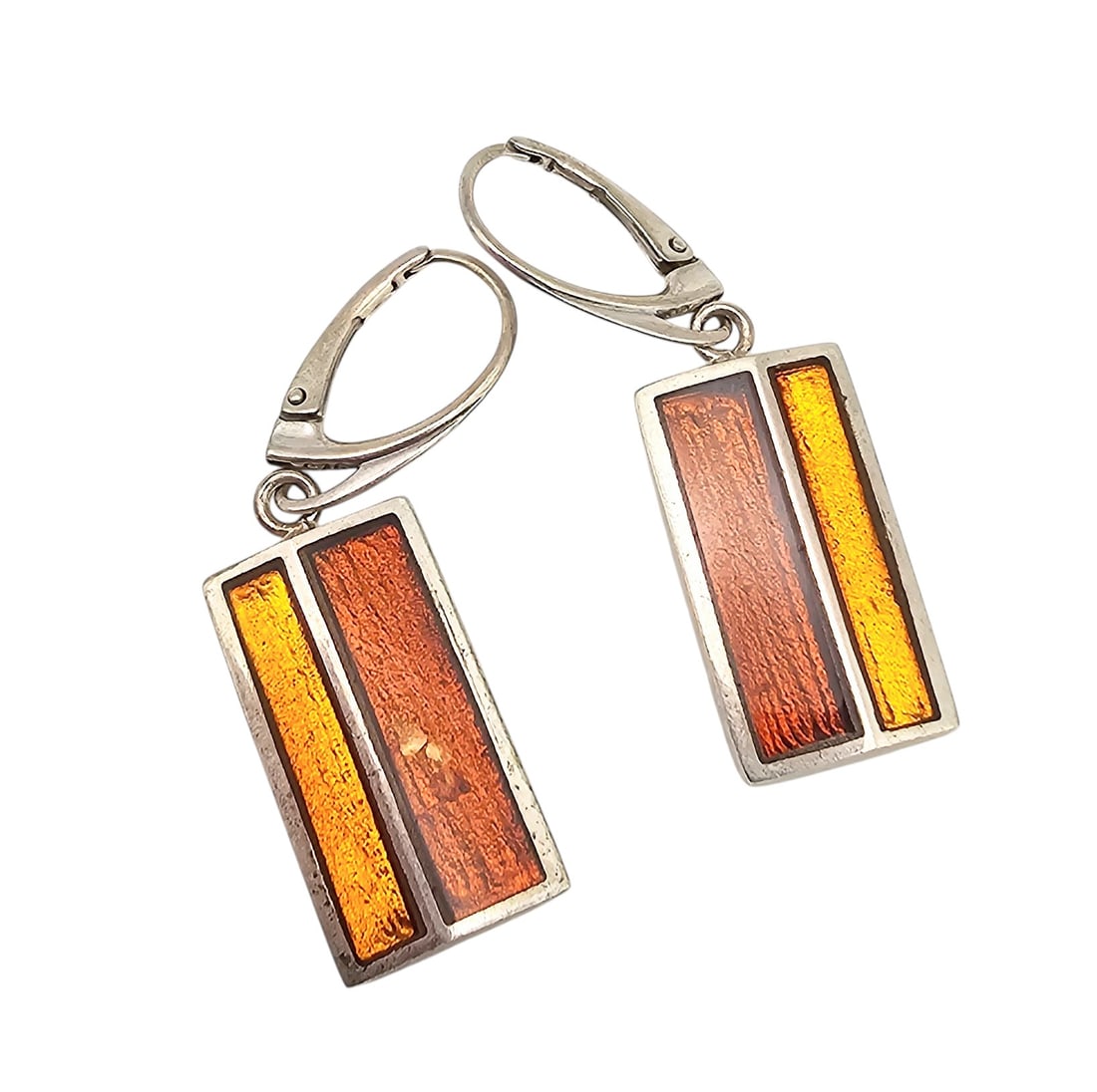 New Polish Amber Sterling Silver Dangle Earrings 7.7 G (1 of 4)