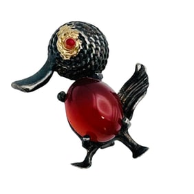 Vintage Sterling Amber Duck Pin 3.09 G