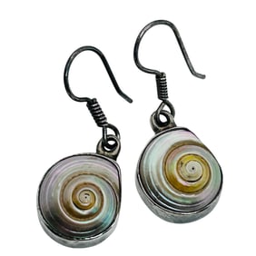 Southwest Signed T. Tucker Sterling Shell Dangle Earrings 4.47 G