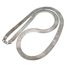 Italy, Sterling Large Long Flat Snake Chain Necklace 53 G