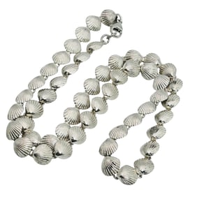 Sterling Linked Seashell Necklace 23.3 G
