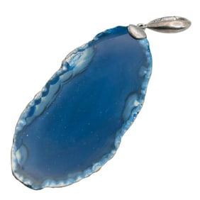WK Blue Agate Sterling Clasp Pendant 12.9 G