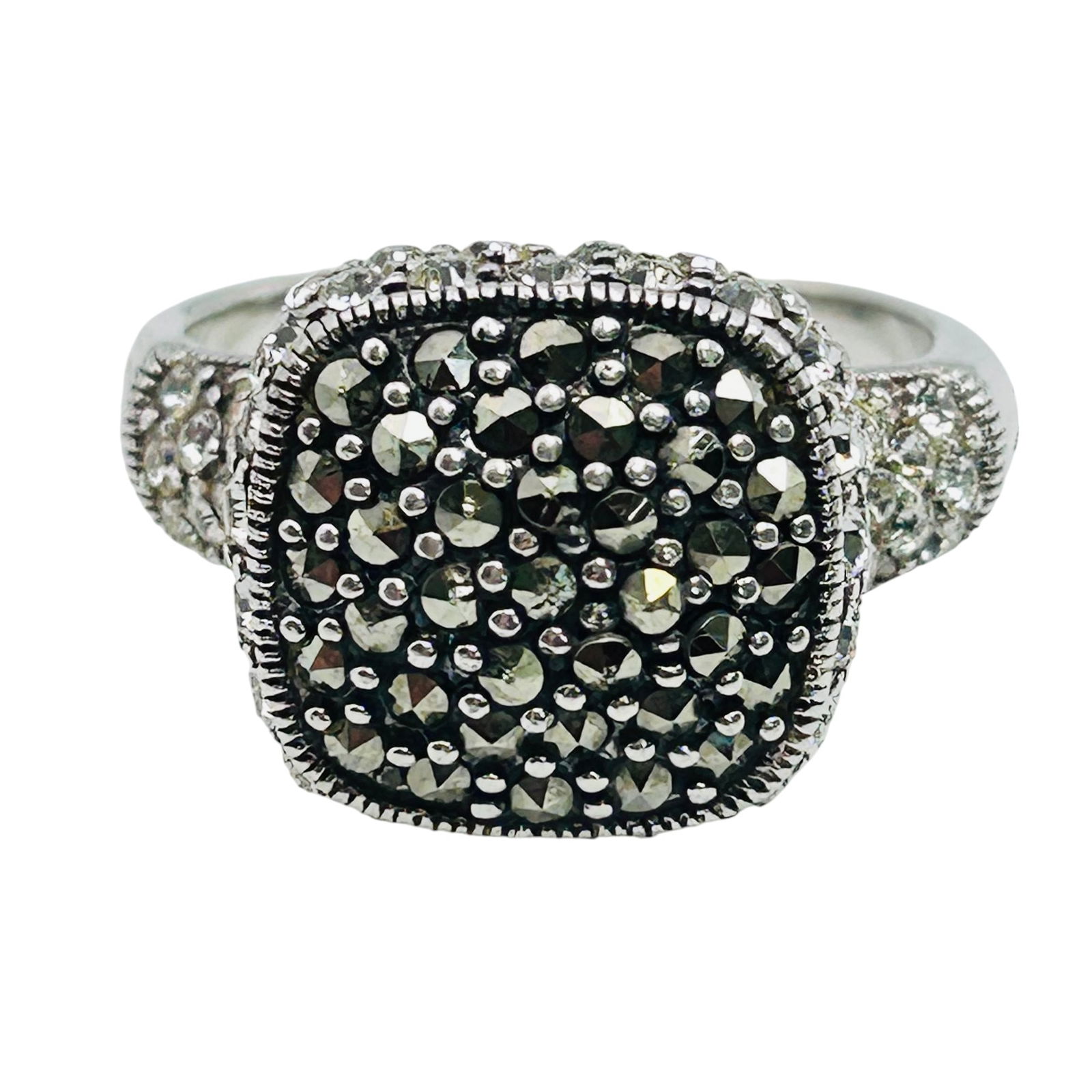 MARCASITE And Rhinestone Sterling Statement Ring Size 10, 8.85 G (1 of 7)