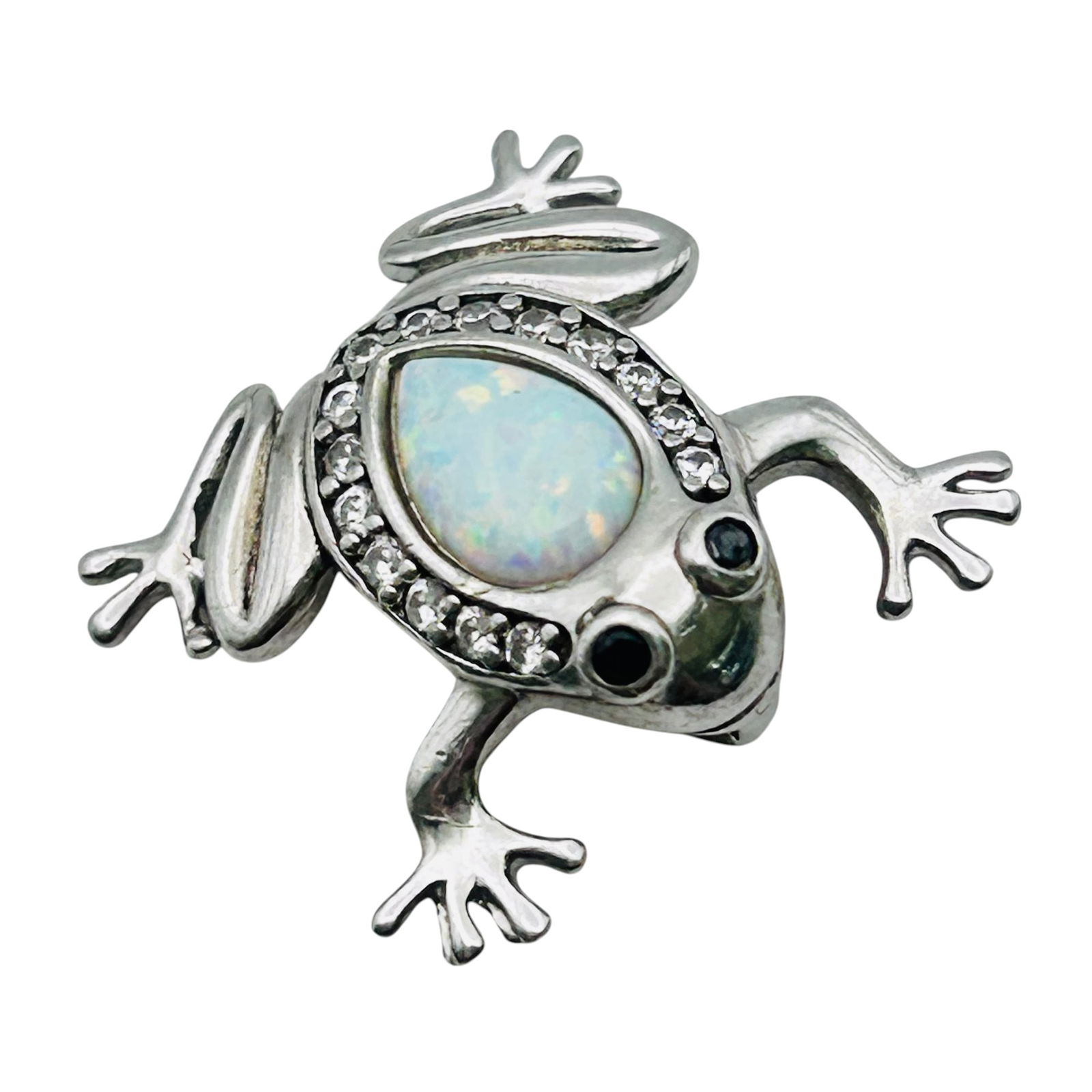 JCM Opal And Cubic Zirconia Sterling Frog Pendant 2.39 G (1 of 4)