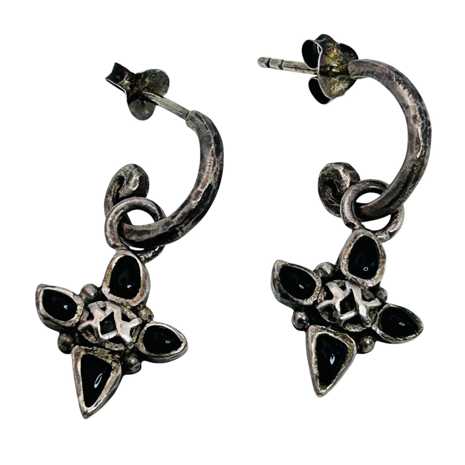 ONYX Sterling Dangle Earrings 4.81 G (1 of 4)