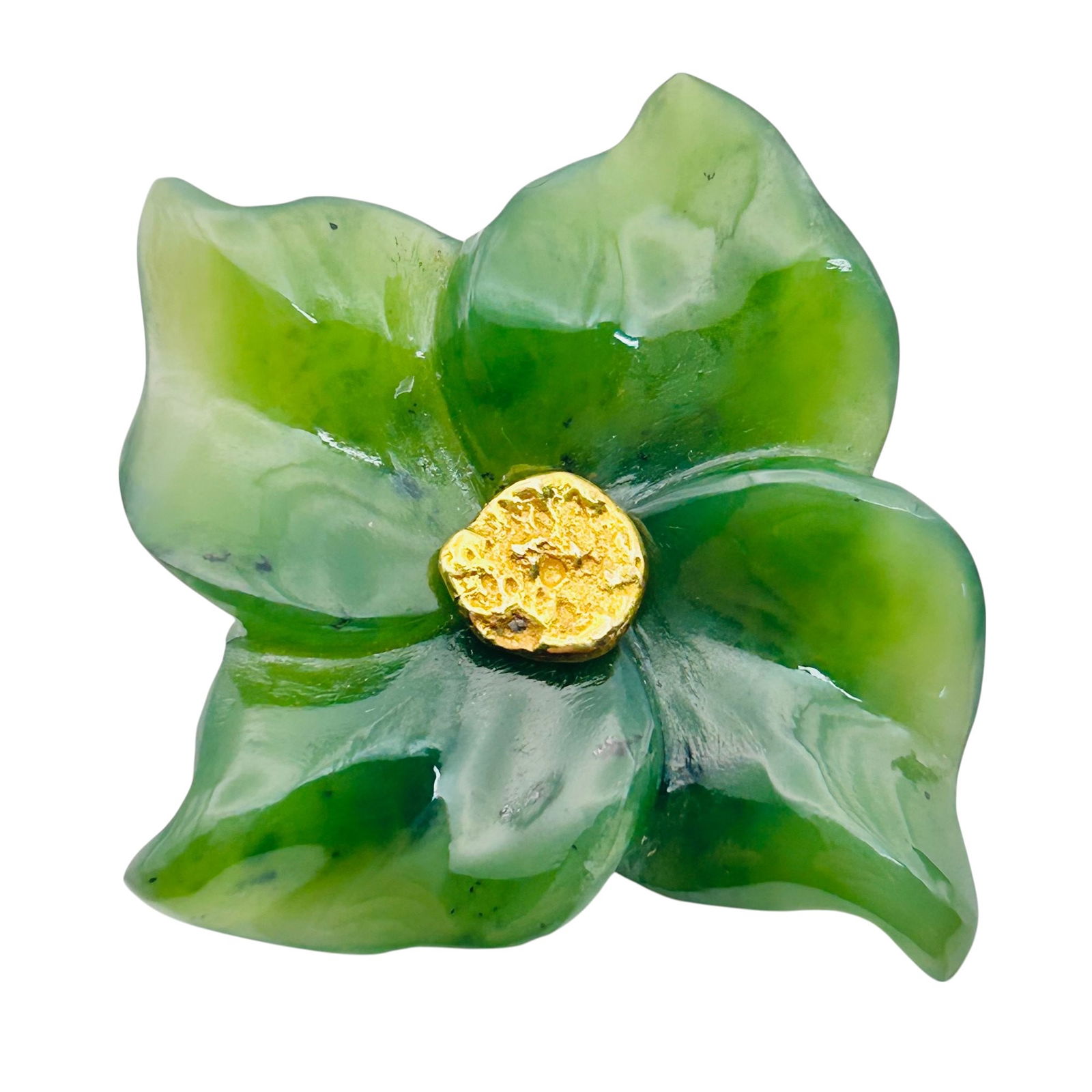Carved Emerald Flower Brooch 11.28 G: Carved emerald flower brooch 11.28 g