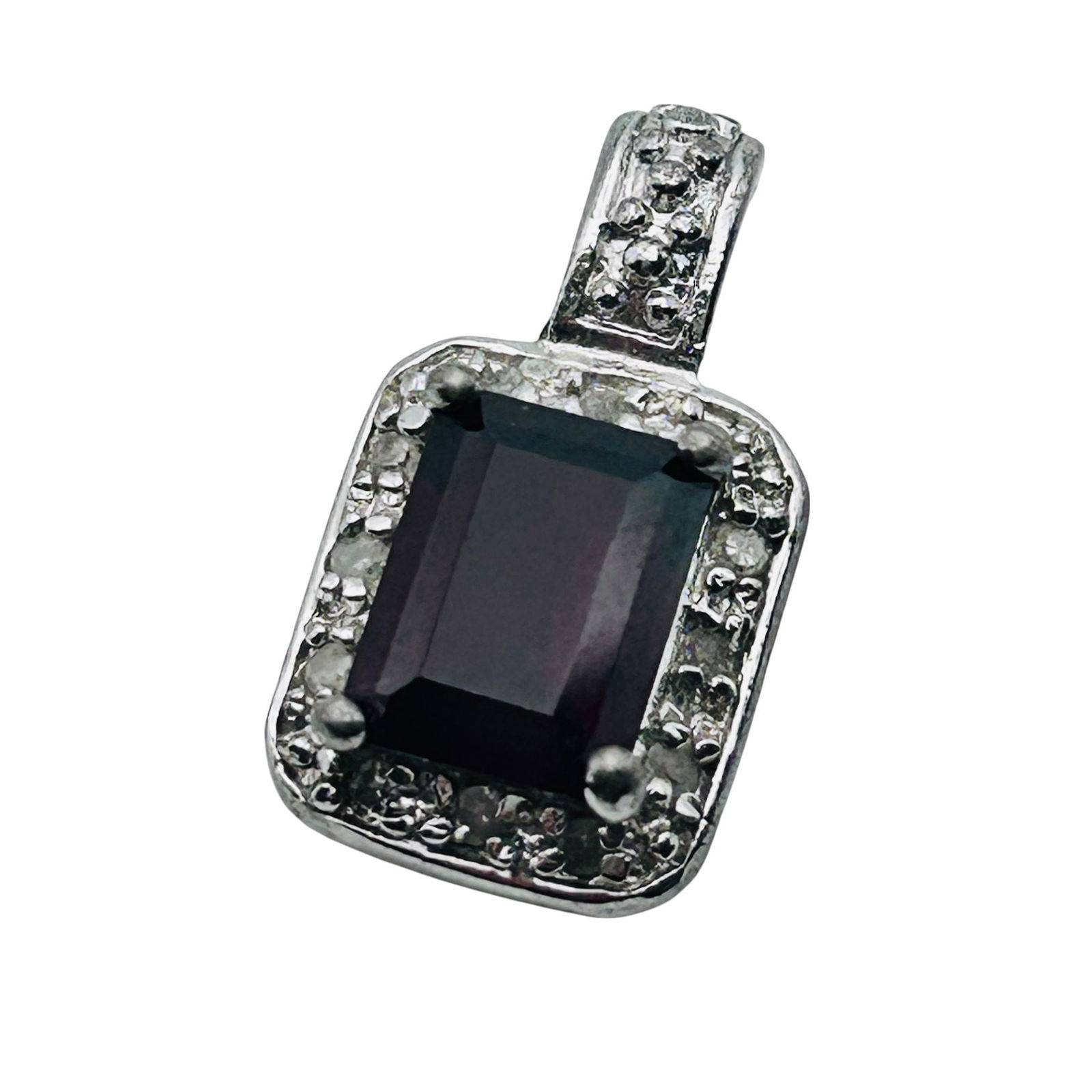 Garnet And Topaz Sterling Square Pendant 2.4: Garnet and topaz Sterling Square pendant 2.4