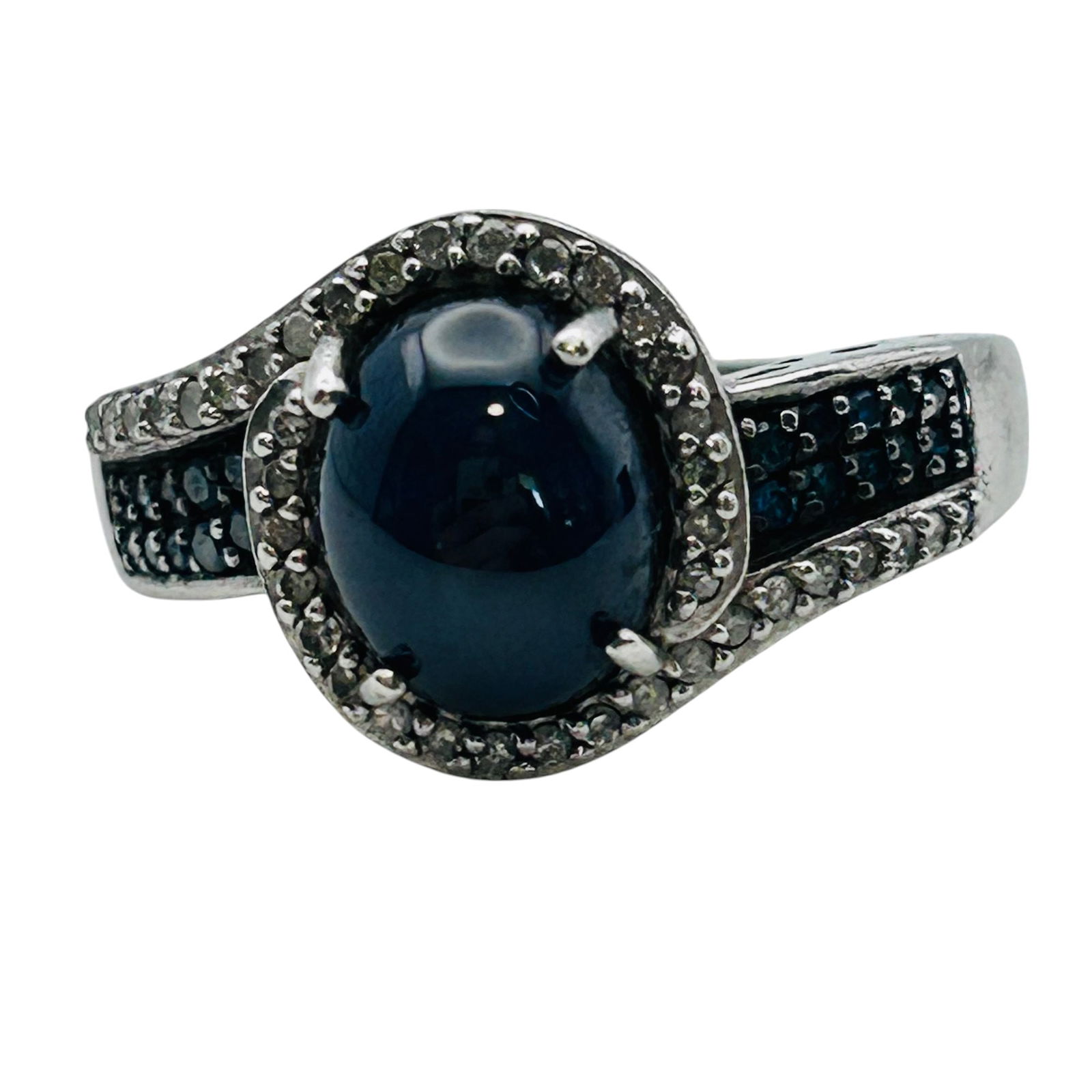 Sapphire And Topaz Sterling Statement Ring Size 9, 7.01 G (1 of 7)