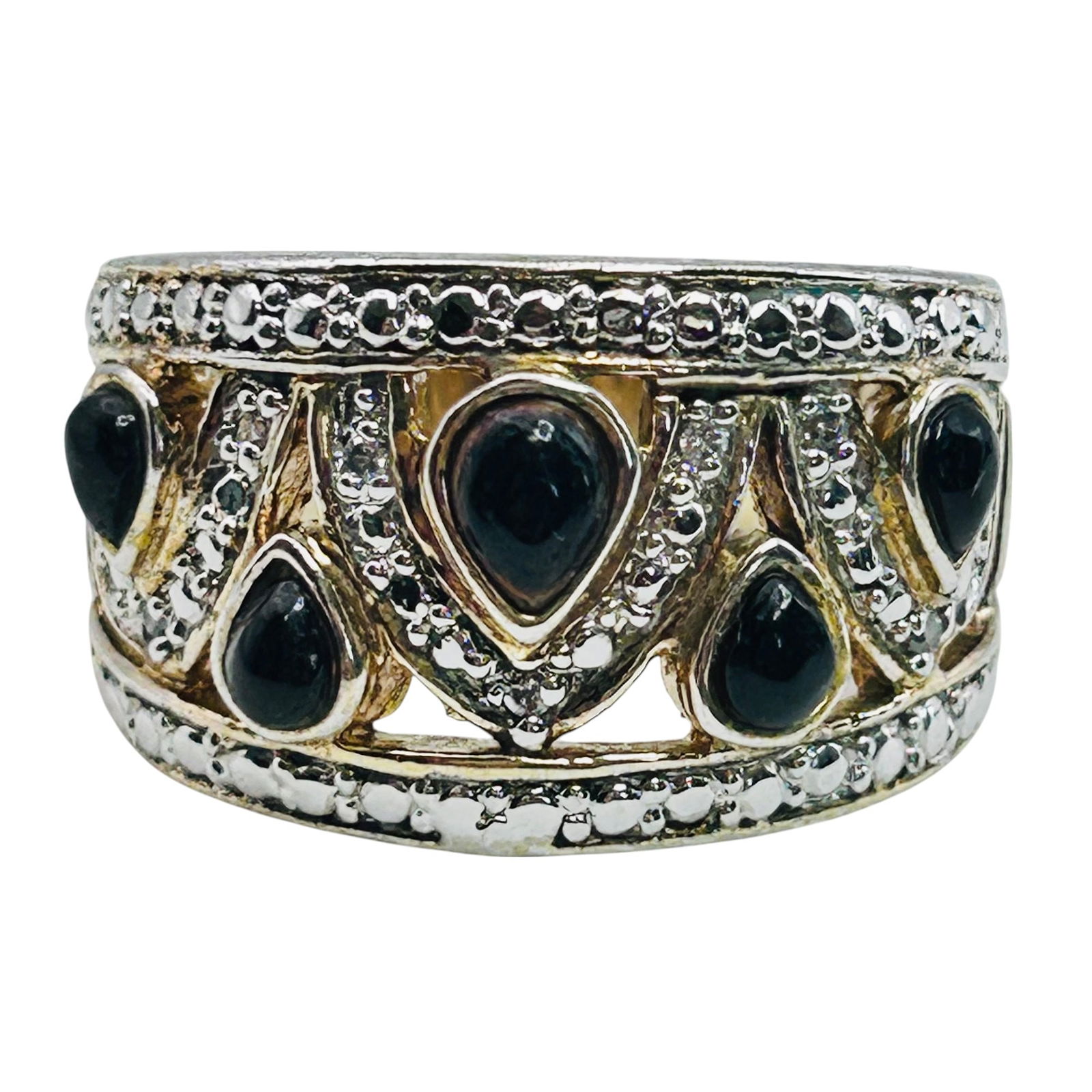 ONYX Sterling Statement Ring Size 6.5, 10.6 G (1 of 5)