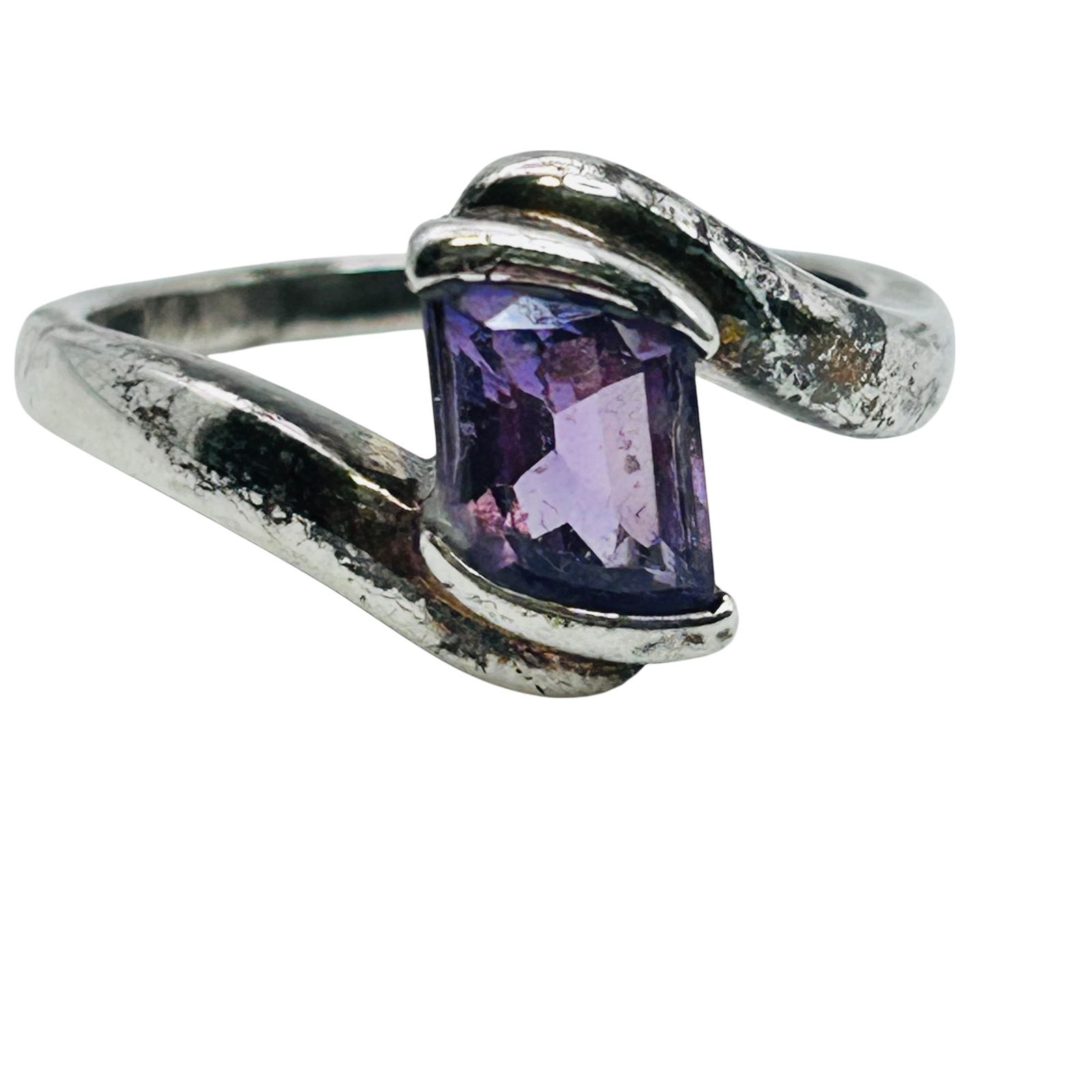 Amethyst Bypass Sterling Ring Size 9, 4.58 G (1 of 5)