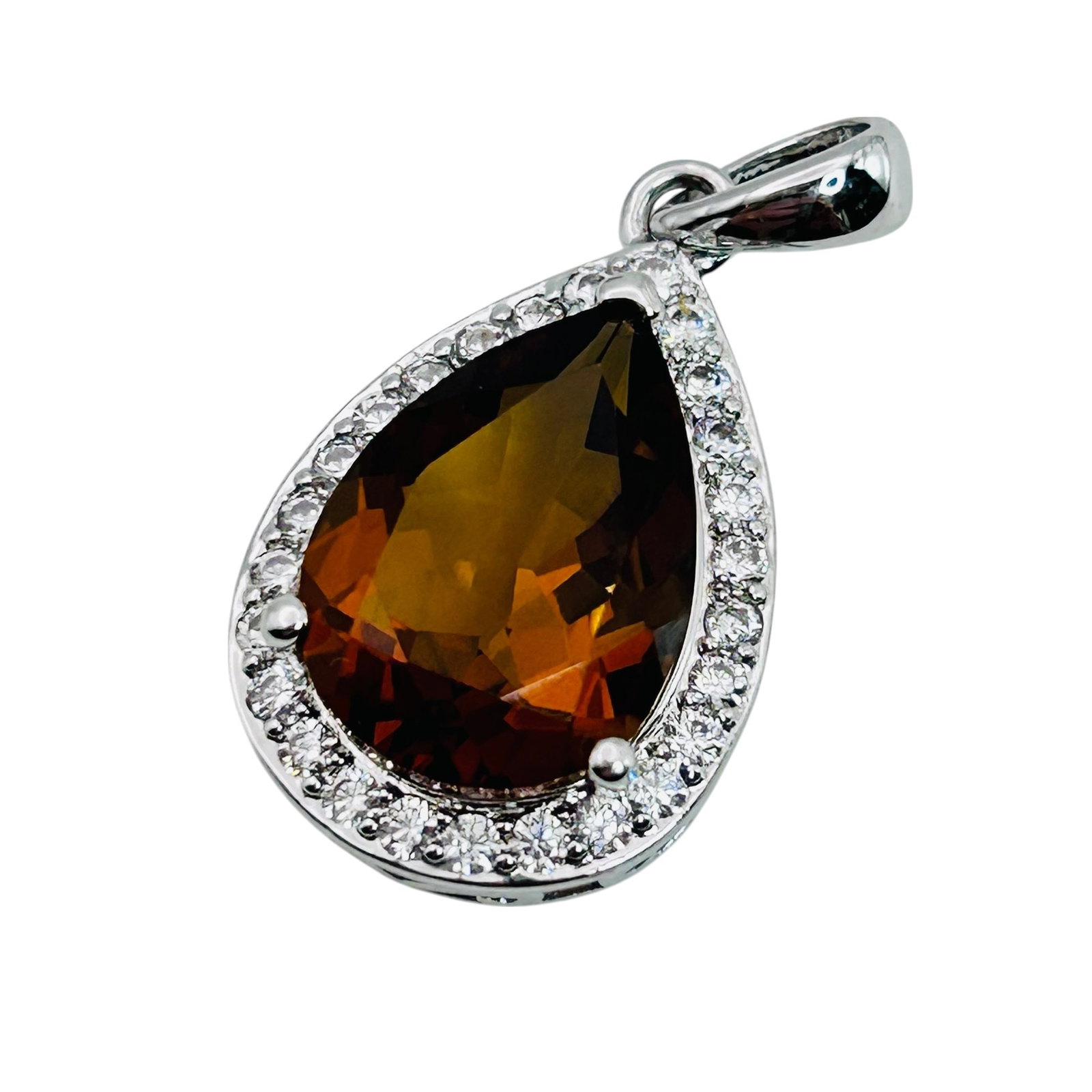 Sterling Citrine Pendant 2.88 G: Sterling citrine pendant 2.88 g