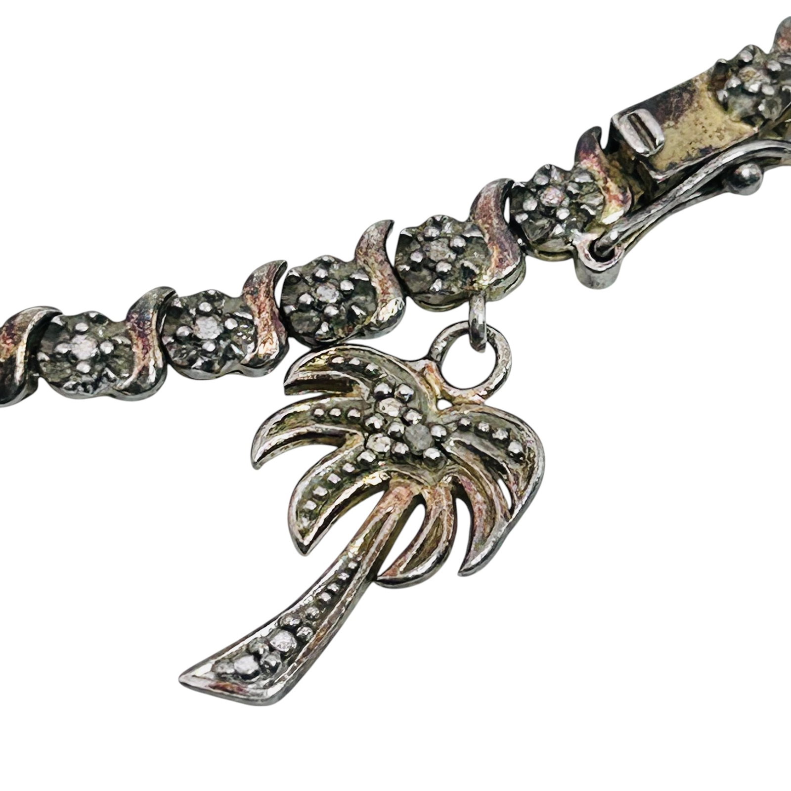 FAS Sterling Tennis Bracelet Palm Tree Charm 9.93 G: FAS Sterling tennis bracelet palm tree charm 9.93 g