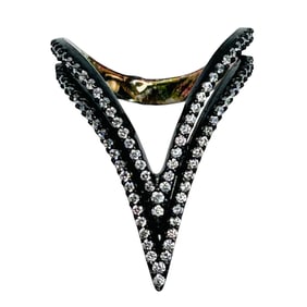 Rhinestone Sterling V Ring Size 9, 4.45 G