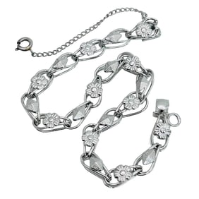 Sterling Flower Design Bracelet 8.89g