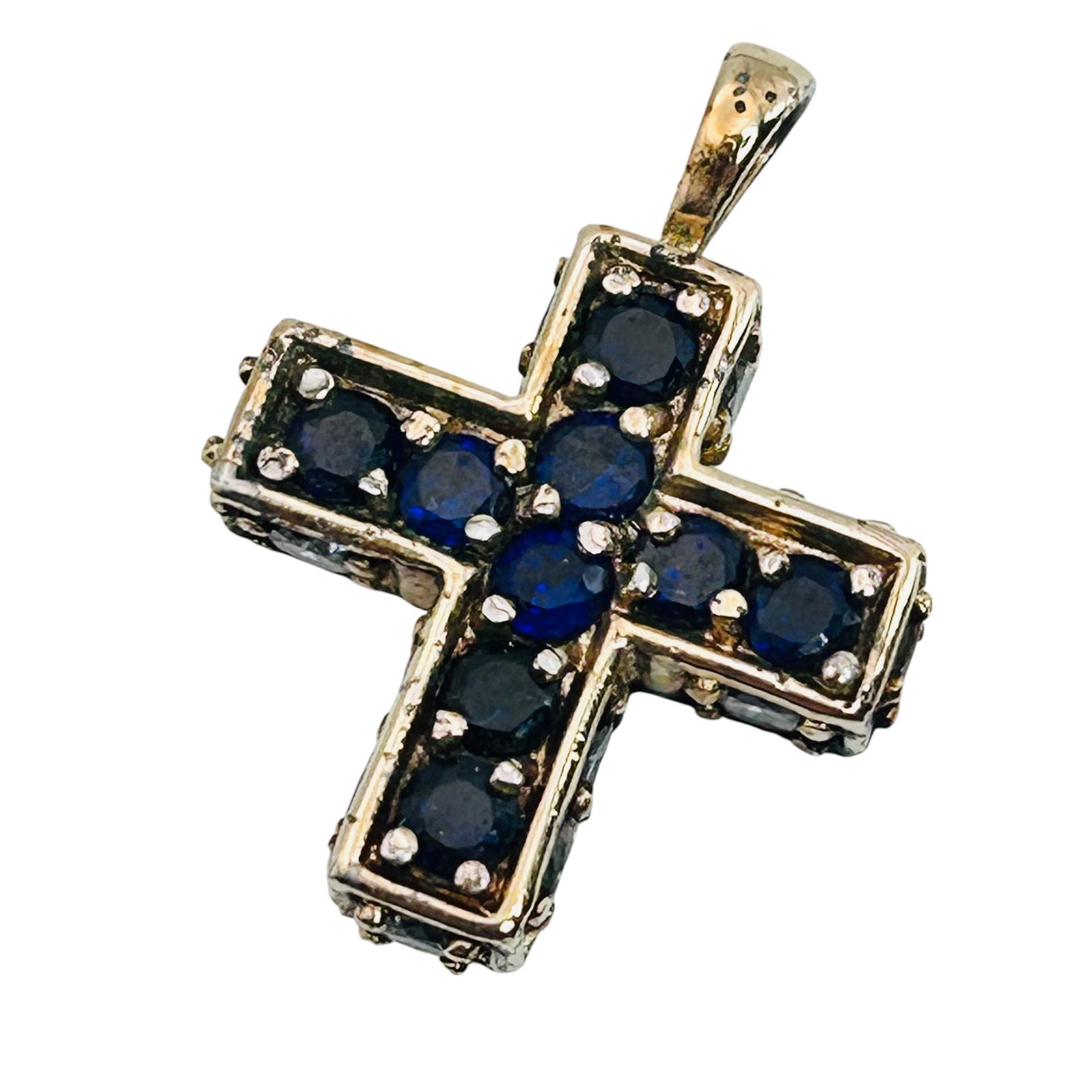 Sapphire, And Ruby, Sterling Reversible Cross Pendant 5.7 G (1 of 6)