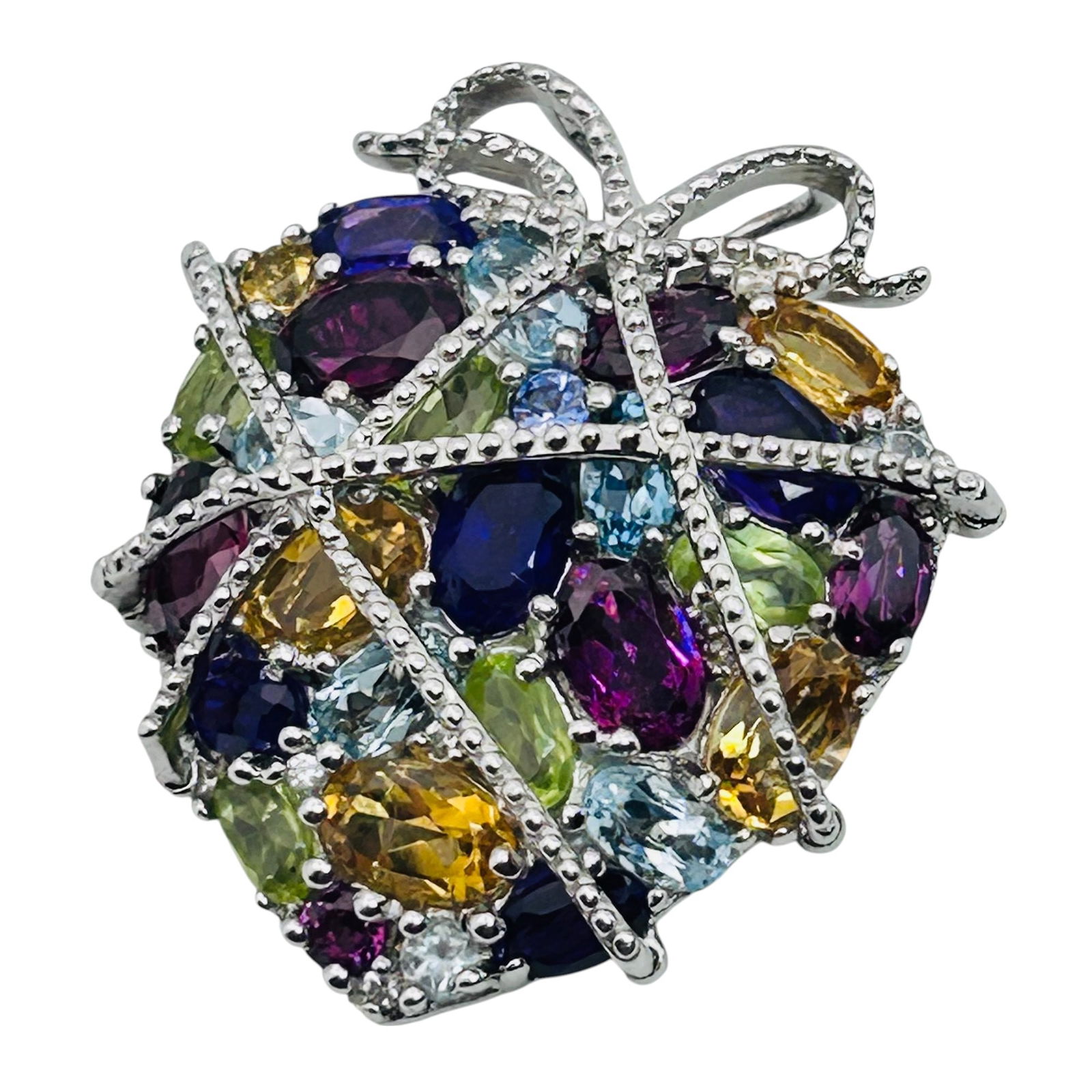 GP Multi Gemstone, Amethyst, Topaz, Garnet, Citrine Emerald Heart Pendant 9.38 G: GP multi gemstone amethyst topaz Garnet citrine emerald heart pendant 9.38 g