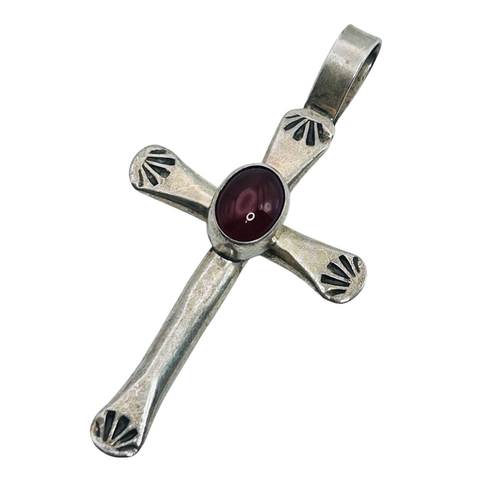 Navajo Robert Platero Carnelian Sterling Cross Pendant 5.25 G: Navajo Robert Platero carnelian Sterling Cross pendant 5.25 g
